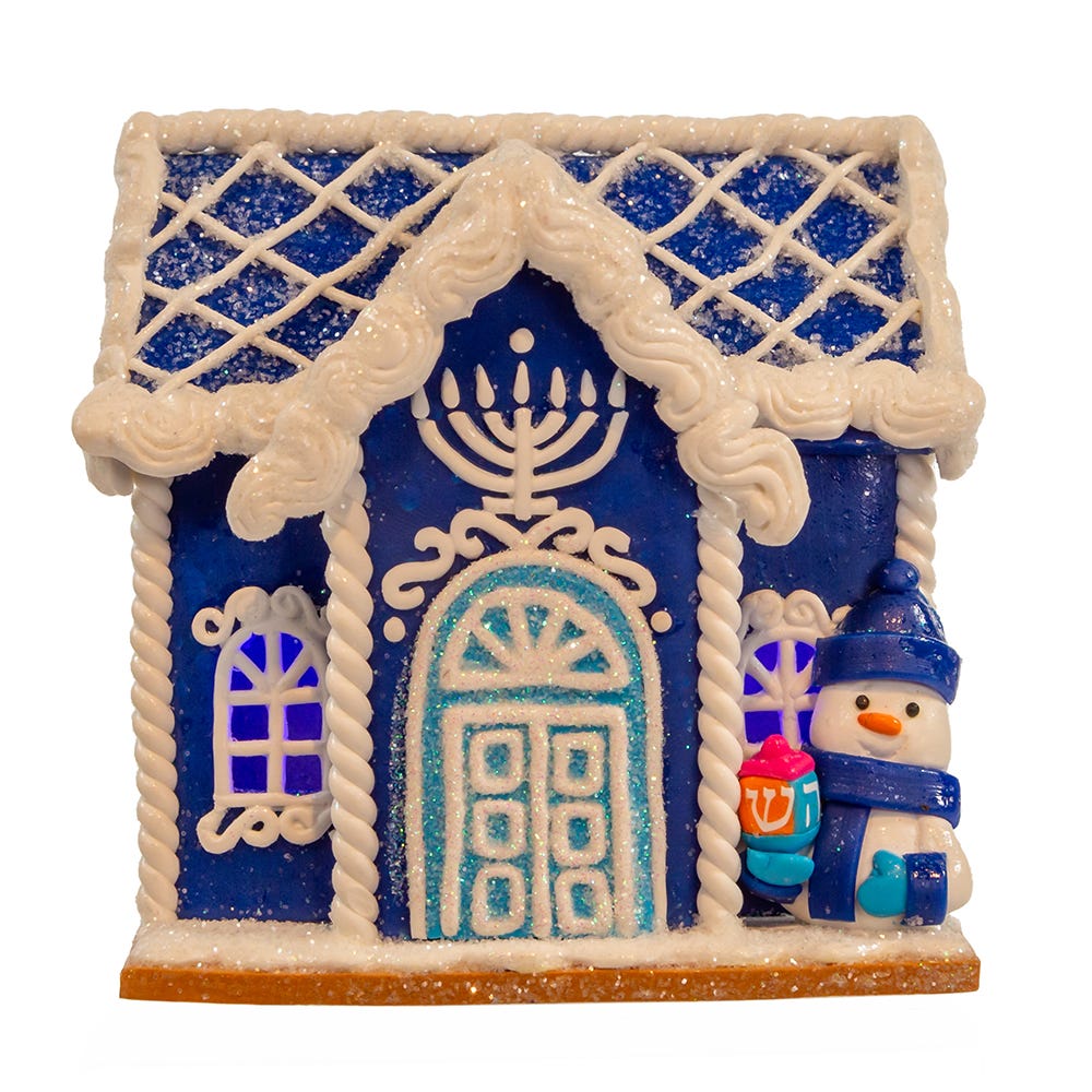 Kurt Adler 4-Inch Clay Dough Hanukkah LED House Table Piece